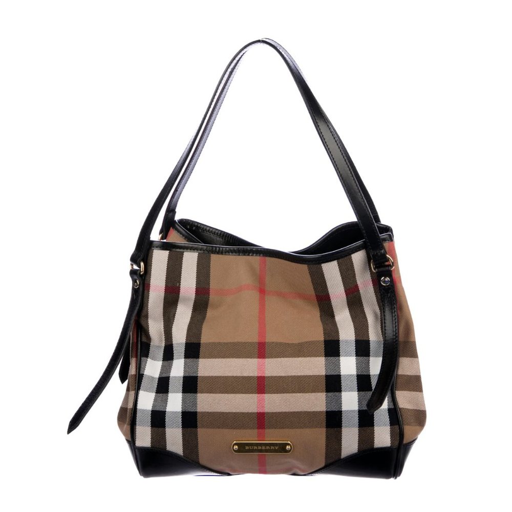 Burberry Leather-Trimmed House Check Shoulder Bag